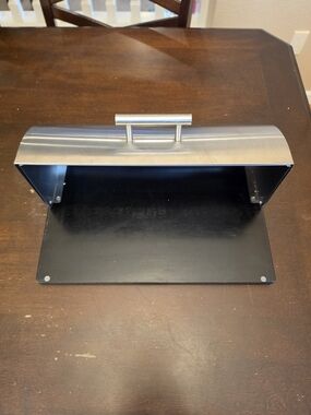 Modern Stainless Steel and Black Bread Box